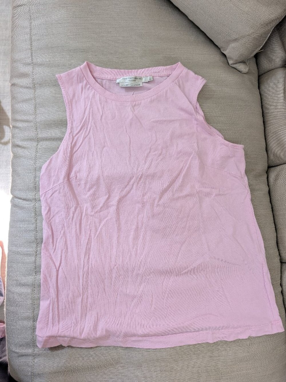 Simons Contemporaine Relaxed Scoop Neck Sleeveless Tank Top Organic Cotton Pink